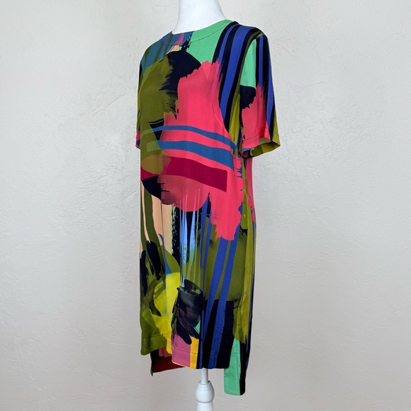 Nicole Miller Collection Silk Blend Abstract Multicolor T-Shirt Shift Dress 6 - Picture 3 of 13